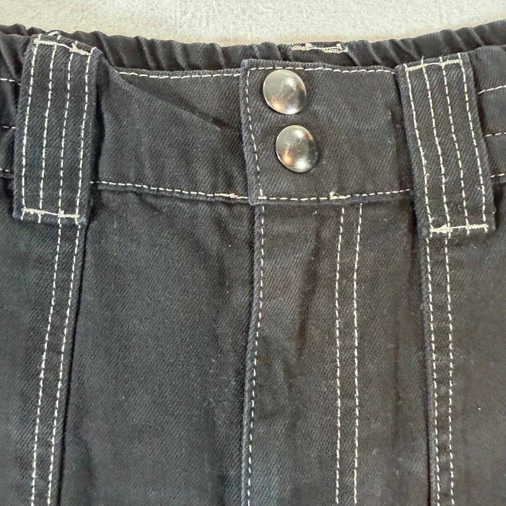 BDG Urban Outfitters Skate Carpenter Shorts Womens S Black Denim Contrast Stitch
